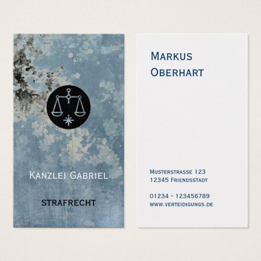 Rechtsanwalt Visitenkarten blau (正面&裏面)