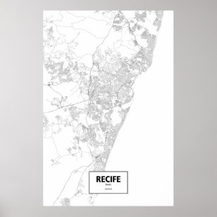 Recife、ブラジル(白の黒) ポスター