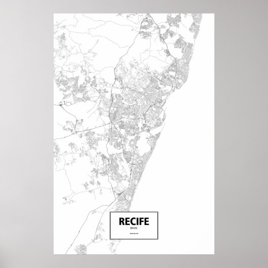 Recife,ブラジル(黒と白) ポスター (正面)
