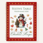 Recipe Book Snowman & Christmas Cookies Red ノートブック (正面)