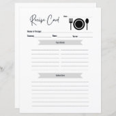 Recipe Card | Blank Write In Card Minimal Elegant (正面/裏面)