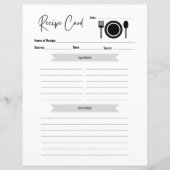 Recipe Card | Blank Write In Card Minimal Elegant (正面)