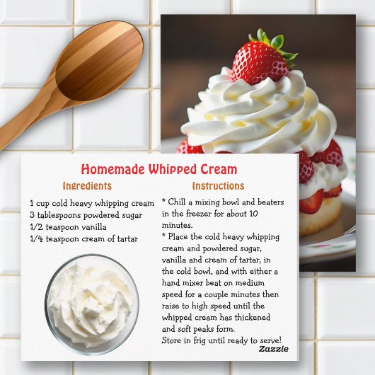 Recipe Card for Homemade Whipped Cream ポストカード