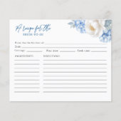 Recipe Card for the Bride-to-Be – Blue Floral (正面)