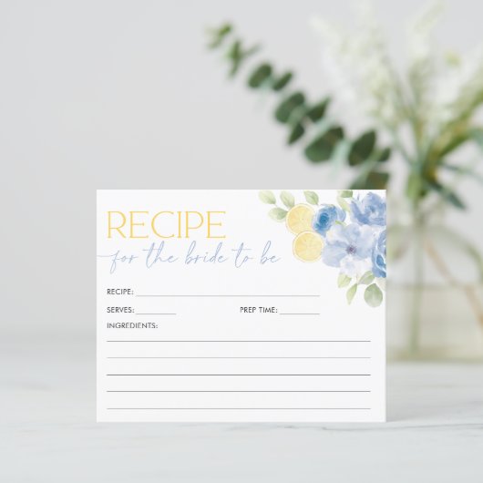 Recipe Card Main Squeeze Blue Citrus Bridal Shower (スタンド正面)