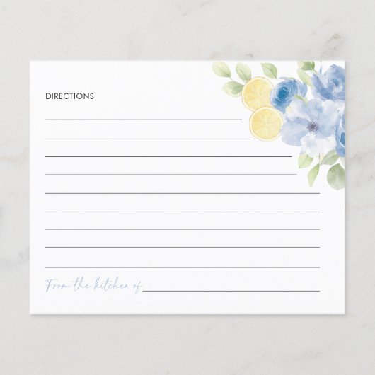 Recipe Card Main Squeeze Blue Citrus Bridal Shower (裏面)