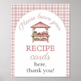 recipe card Pink Country market Bridal Shower sign ポスター