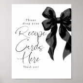 Recipe Cards Black Bow Bridal Shower Sign ポスター (正面)