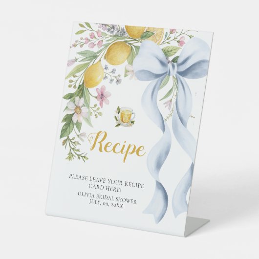 Recipe Cards Bridal Shower | Main Squeeze Lemon  台座サイン (正面)