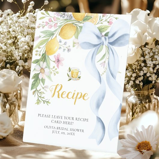 Recipe Cards Bridal Shower | Main Squeeze Lemon  台座サイン