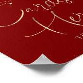 Recipe Cards Red and Gold Bridal Shower Sign ポスター (角)