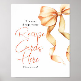 Recipe Cards Terracotta Bow Bridal Shower Sign ポスター
