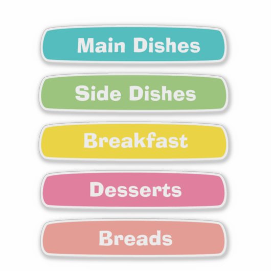 Recipe Category Stickers – Binder Tabs シール (正面)