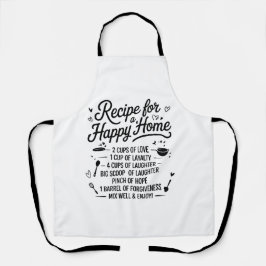 Recipe for a Happy Home Kitchen Love, Laughter エプロン