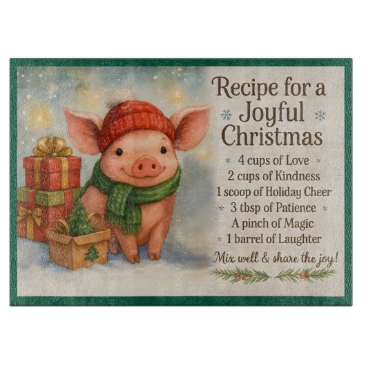 Recipe for a Joyful Christmas – Cute Winter Piglet カッティングボード (正面)