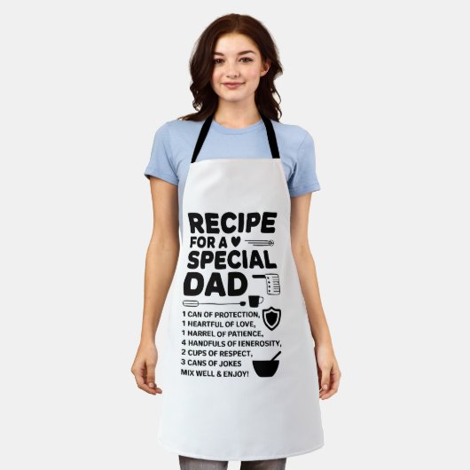 Recipe for a Special Dad Kitchen Love, Respect エプロン (着用した状態)
