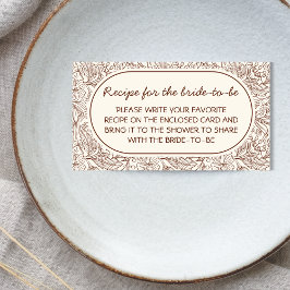Recipe For Bride Floral Brown Handwritten エンクロージャーカード