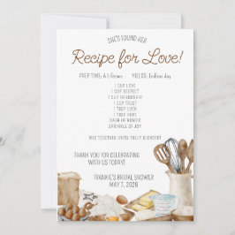Recipe for Love Bridal Shower Favor Cards 招待状