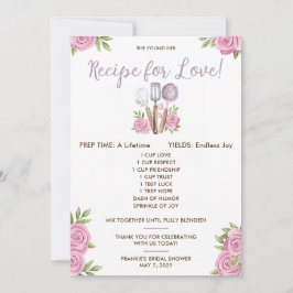 Recipe for Love Bridal Shower Favor Cards 招待状