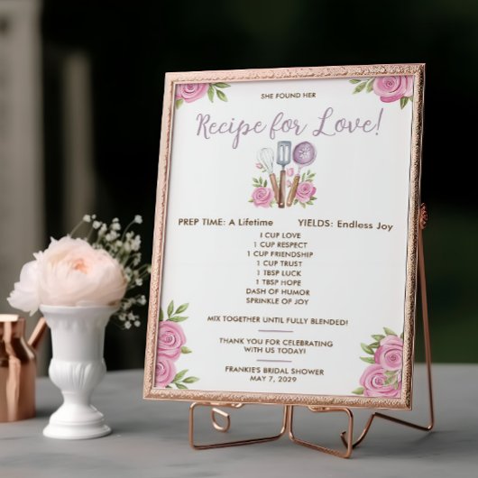 Recipe for Love Bridal Shower Favor Cards 招待状