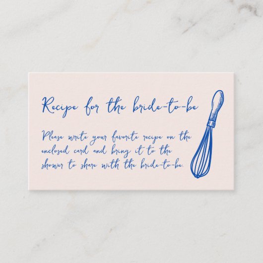 Recipe For The Bride Kitchen Bridal Shower エンクロージャーカード (正面)