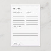 Recipe For the Bride Purple Bridal Shower エンクロージャーカード (裏面)