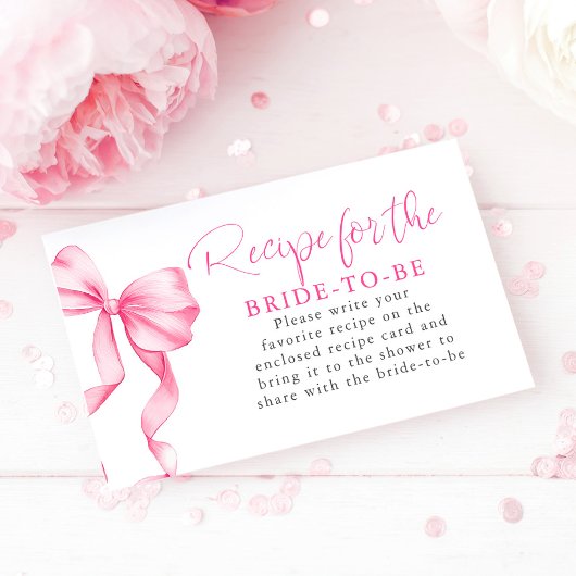Recipe for the bride-to-be Blush Pink Bow Request  エンクロージャーカード