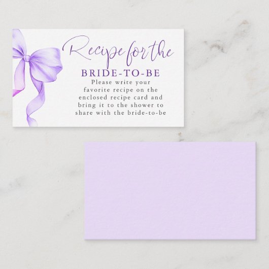 Recipe for the bride-to-be Purple Bow Request  エンクロージャーカード (正面/裏面)