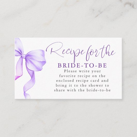Recipe for the bride-to-be Purple Bow Request  エンクロージャーカード (正面)
