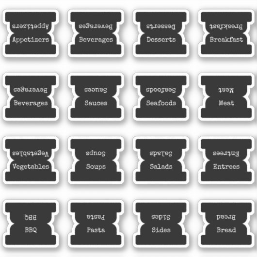 Recipe Index Divider Side Tab Black Folding  シール (正面)
