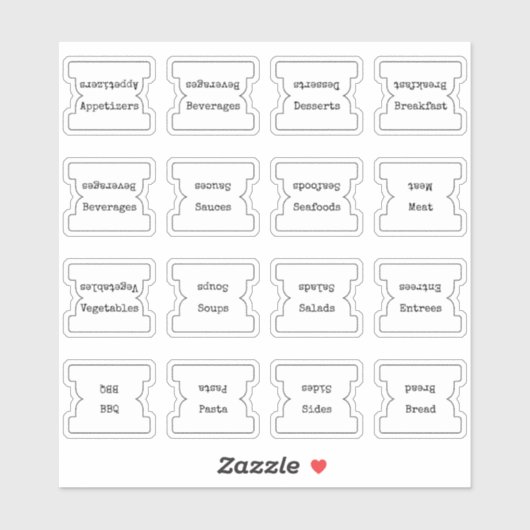 Recipe Index Divider Side Tab White Folding シール (シート)