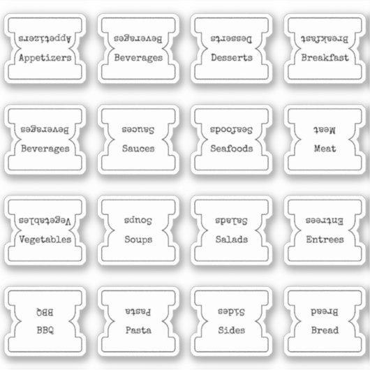 Recipe Index Divider Side Tab White Folding シール (正面)