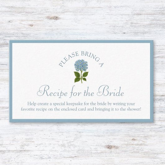 Recipe Request Card for Bridal Shower Dusty Blue エンクロージャーカード