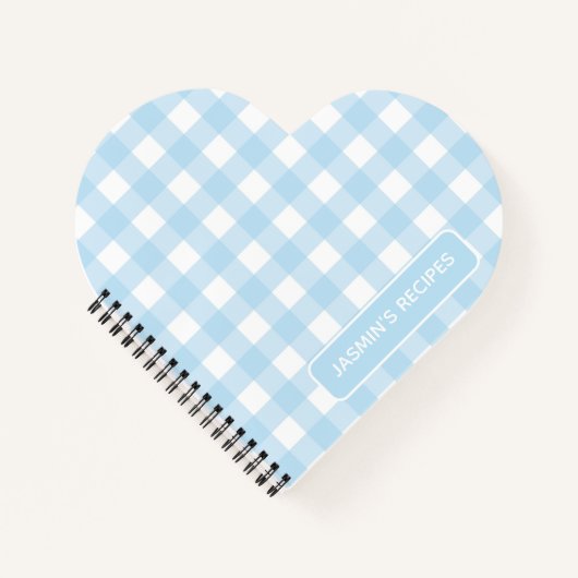Recipes | Gingham Pattern Light blue and White ノートブック (正面)