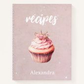 Recipes Pink Glitter Cupcake Personalised Notebook ノートブック (正面)