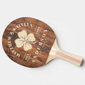 Reclaimed Wood Irish Lucky Clover Wedding Crest 卓球ラケット (横)