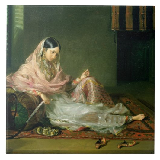 Reclining 1789年イスラム教の女性(キャンバスの油) タイル (正面)
