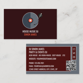 Record Playerロゴ、プロフェッショナルDJ 名刺