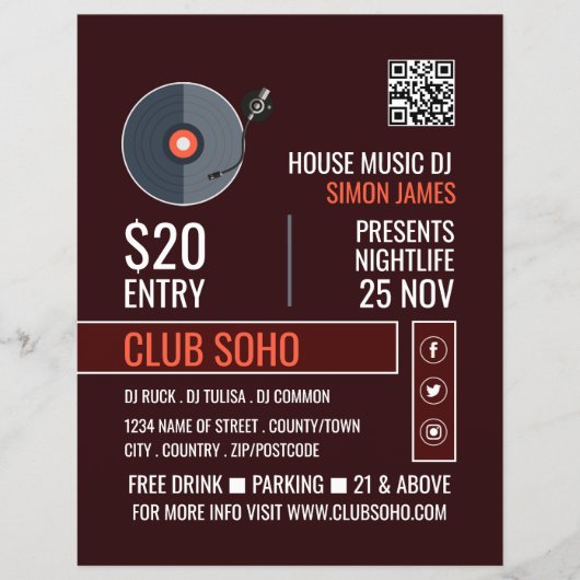 Record Playerロゴ、プロフェッショナルDJ 広告's チラシ (正面)