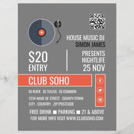 Record Playerロゴ、プロフェッショナルDJ 広告's チラシ (正面)