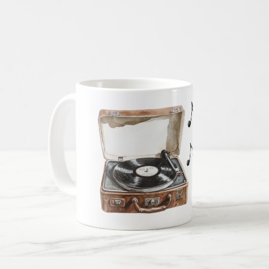 Record Player Music Notes コーヒーマグカップ (正面左)