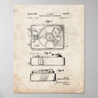 Record Player Patent - Old Look ポスター