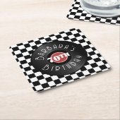 Record Player Rock N Roll Themed Birthday Party スクエアペーパーコースター (アングル)