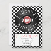 Record Player Rock N Roll Themed Birthday Party 招待状 (正面)