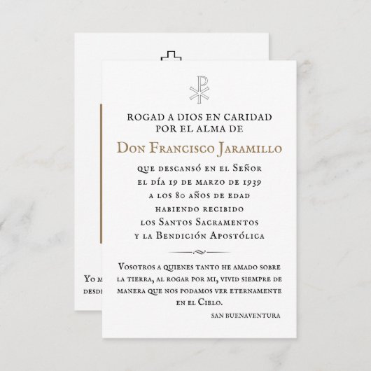 Recordatorioメモリアルカード (正面/裏面)