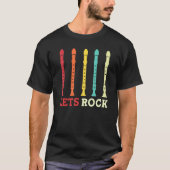 recorder player lets rock funny retro tシャツ (正面)