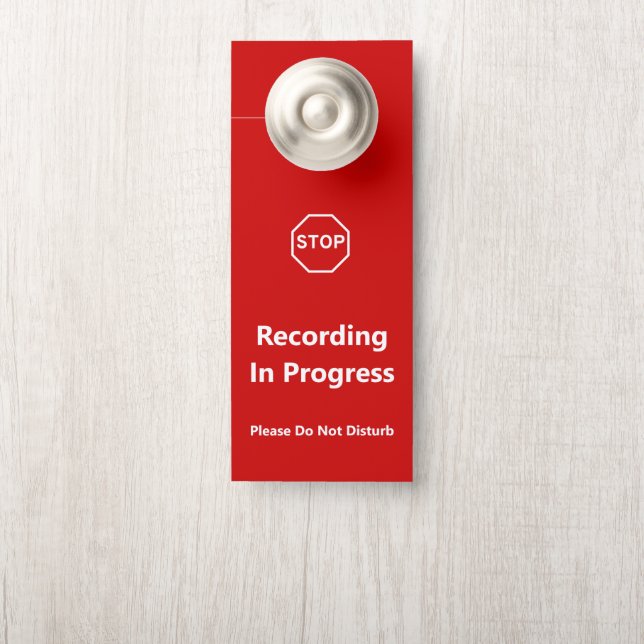 Recording In Progress Stop Sign Do Not Disturb Red ドアノブサイン (ノブ)