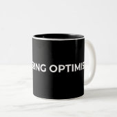 Recovering Optimist Minimalist Typographic Black  ツートーンマグカップ (正面右)