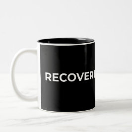 Recovering Optimist Minimalist Typographic Black  ツートーンマグカップ