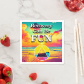 Recovery Can Be Fun Recovery Slogan Sunrise スタンダードカクテルナプキン (インサイチュ)